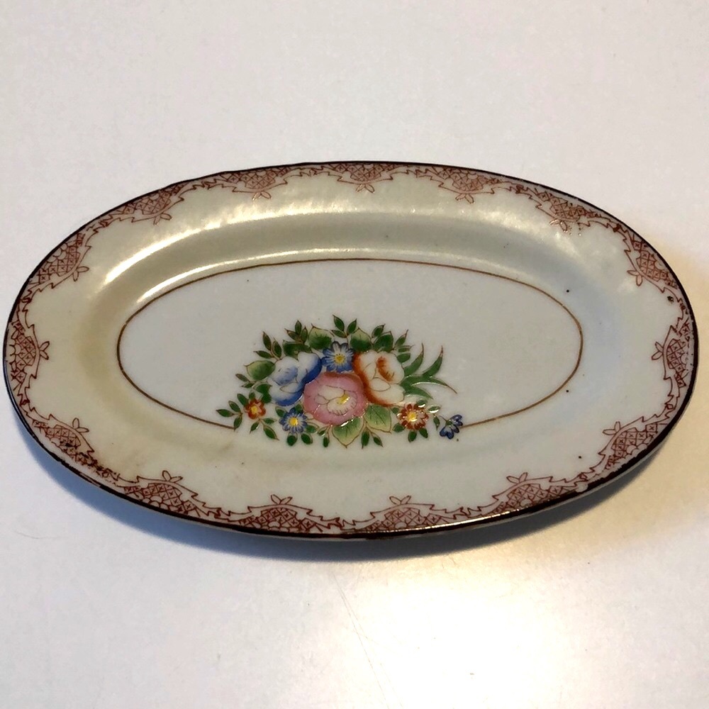 Vintage occupied Japan miniature tea set floral platter